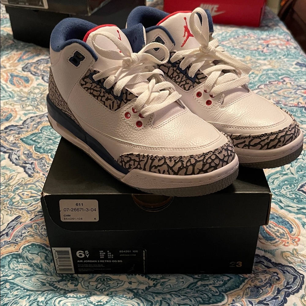 Air Jordan 3 Retro OG BG 'True Blue' 2016 - Size 6.5Y OG Box 854261 106